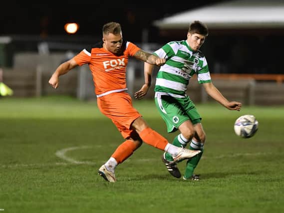 Ben Duffield fires home Blackpool's second against Cleator Moor
Pictures: ADAM GEE