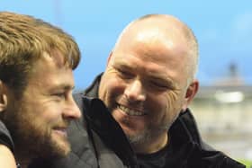 Jim Bentley celebrates Saturday's victory with Andy Taylor   Picture: Steve McLellan