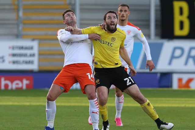 Gary Madine, left, and Jerry Yates combined well together at Burton on Saturday