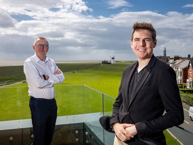 Simon Berry from FW Capital and Joseph Harford of Airship Images. Airship Images has moved to Lytham from Blackpool and has secured investment of £350,000 for expansion