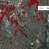 A map showing where casualties of the First World War lived in Chorley.