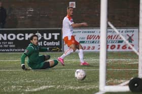Jerry Yates scored Blackpool's third goal in stoppage time