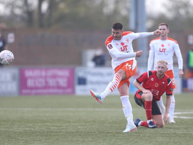 Gary Madine helped fire Blackpool into the second round of the FA Cup