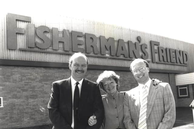 Doreen Lofthouse with husband Tony Lofthouse (Left) and son Duncan Lofthouse outside the Fleetwood base in 1990.