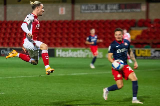 Barrie McKay scores for Fleetwood Town on Tuesday   Picture: Matt Wilkinson/PRiME Media Images