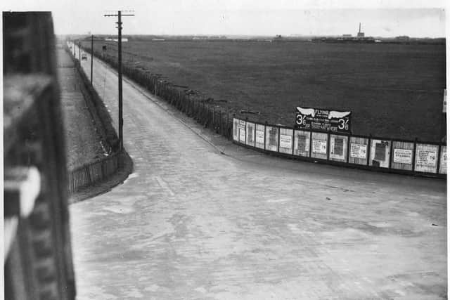 Leach Lane junction with Squires Gate Lane seen from the Halfway House looking towards St Annes with St Annes Parish Church on the horizon, 1930s