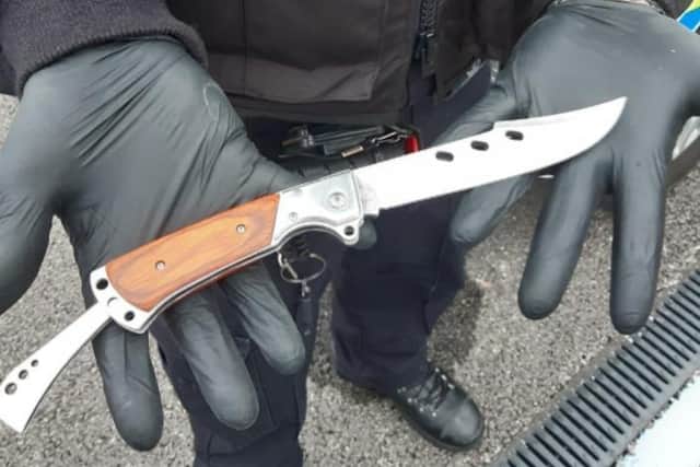 A dangerous lock knife collected by Lancashire police during Operation Sceptre