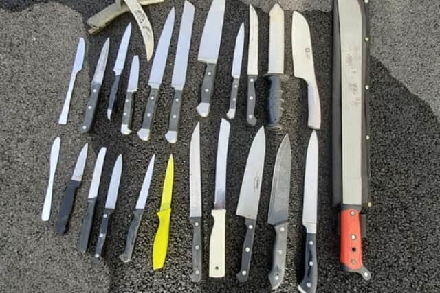 Knives recovered from a knife bin in Fleetwood during the amnesty
