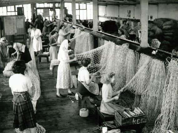Braiders at work making nets for Fleetwood's fishing industry