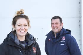Helen Gallagher, from Blackpool Football Club Community Trust, and Chris McNally from AFC Fylde Football Club Community Trust