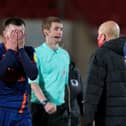 Ben Woodburn and Gary Madine can't hide their disappointment at the full-time whistle