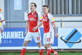 Sam Finley (right) celebrates his first Fleetwood goal with Josh Morris