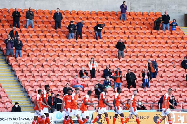 Blackpool welcomed back a reduced number of fans for the test event with Swindon Town   Picture: PA