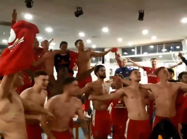 Chorley players performed an Adele classic after their win yesterday - CREDIT: Chorley FC