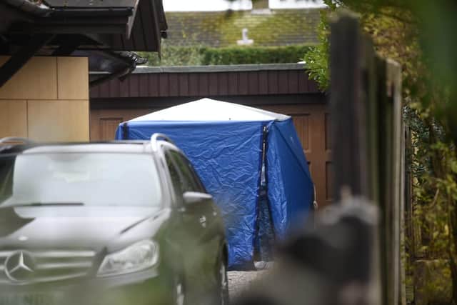 Crime Scene Investigators (CSI) are at the scene at the home in North Houses Lane this afternoon (December 1), where a blue forensics tent has been set up in the driveway