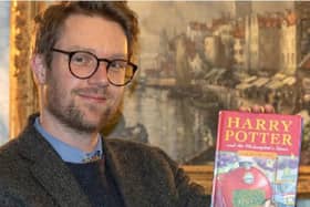 Hansons’ books expert Jim Spencer with the first edition of Harry Potter and the Philosopher’s Stone is set to be auctioned in December 2020 and could fetch £50,000
