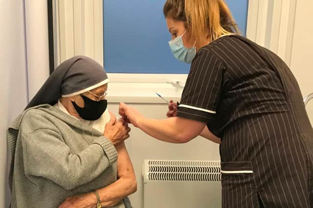 Agnes Lovatt is the first person on the Fylde coast to receive the vaccine