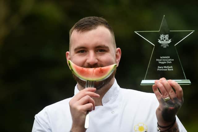 Chef Gary McGurk from Cleveleys scooped the top award for "most innovative veggie dish" with his seared watermelon at Vegetarian for Life's 2020 Awards for Excellence in Vegetarian and Vegan Care Catering.