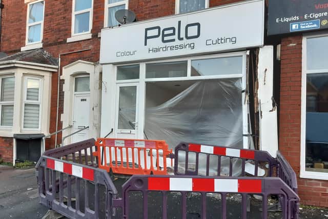 The car crashed into Pelo hairdressers in Church Street, Blackpool at 8.45pm last night (Monday, December 14)