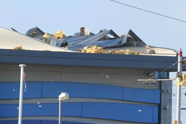 Damage to the roof after a storm in January 2015 (Picture: Rob Lock for The Gazette)