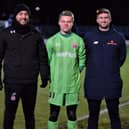 Aaron Lancaster (centre) impressed on his Fylde debut in the FA Trophy but the Coasters are set to have a new keeper for the third round at Boston