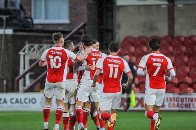 Fleetwood Town celebrate Danny Andrew's goal  Picture: Stephen Buckley/PRiME Media Images Limited