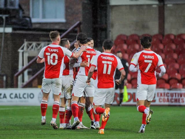 Fleetwood Town celebrate Danny Andrew's goal  Picture: Stephen Buckley/PRiME Media Images Limited