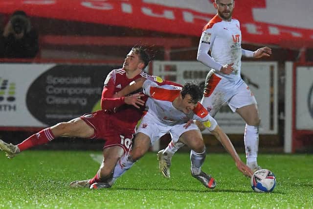 Matty Virtue returned to the Blackpool starting line-up at Accrington