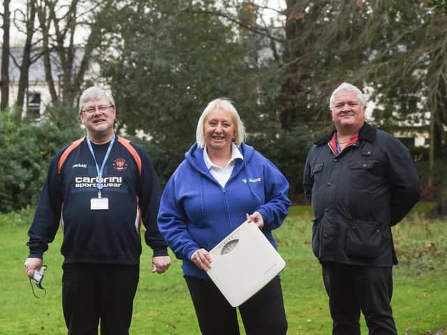 Mayor of Wyre Coun Andrea Kay is taking part in a sponsored slim for charity with consort Phil Orme (left) and deputy mayor Howard Ballard.