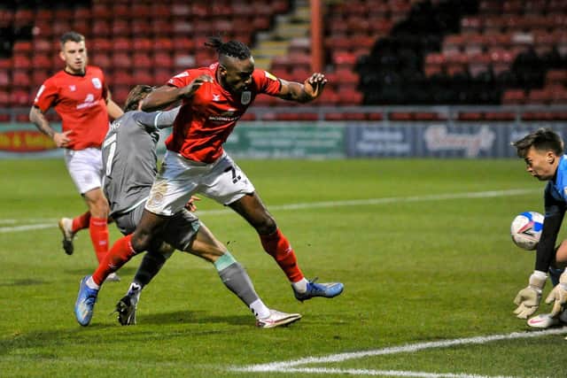 Wes Burns gives Fleetwood Town the lead Picture: Stephen Buckley/PRiME Media Images Limited