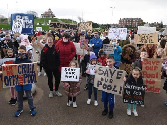 The first protest at Fleetwood swimming pool earlier this month