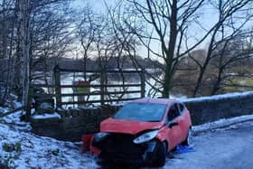 The crashed car at Rivington