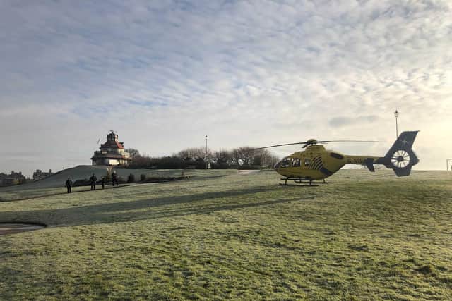 The Air Ambulance has landed at The Mount in Fleetwood this morning, with the crew responding to a medical emergency at a residential address in the area