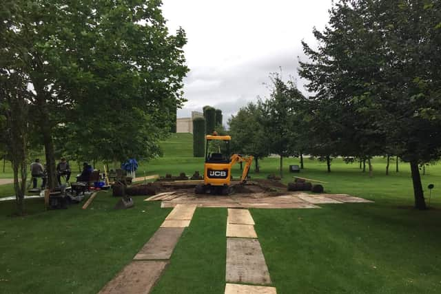 Work begins on the Queens Lancashire Regiment Memorial at the National Arboretum