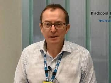 The Vic's medical director Dr Jim Gardner giving his weekly Covid-19 briefing on Wednesday, January 13, 2020 (Picture: Blackpool Teaching Hospitals NHS Foundation Trust)