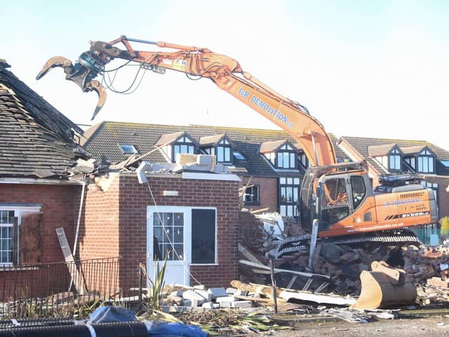 Demolition has begun at the former Sandpiper pub in Cleveleys to make way for new housing association properties. Photo: JPI Media