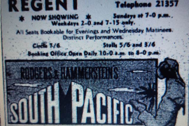 A Gazette ad for South Pacific, which was screened for three summer seasons from 1959