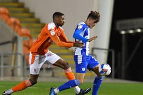 Wigan's Kyle Joseph in action against Blackpool at Bloomfield Road in November