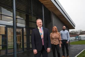 Engie has finished work at Lytham High School on the DT building.
Pictured are Headteacher Ray Baker, Michelle Hughes Interior Designer on the project from Lancashire County Council, and Sam Betts Project Manager at ENGIE.