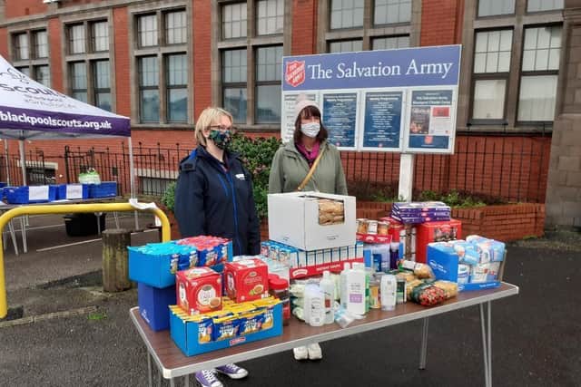 Community groups like Blackpool Scouts organised collections of donations on behalf of The Salvation Army