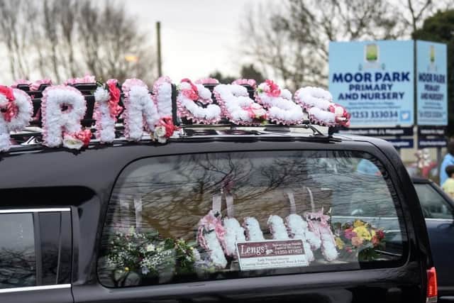 The procession for Cath Strangwood went past Moor Park Primary School, in Moor Park Avenue, Bispham, where she was a support assistant for decades, on the day of her funeral