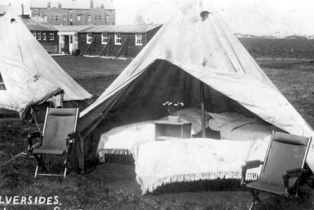 Guests at Cullen’s Silversides holiday camp in Slinger Road, Cleveleys stayed in ex army tents and huts