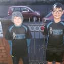 Isaac Bagnall and Oguzhan Hamption-Hogg in their special Prostate Cancer UK tops