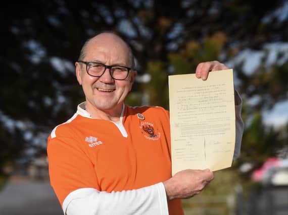 Steven Roy Gratrix has found the contract from when his dad, Roy Gratrix, signed for Blackpool FC in the 1950s.
