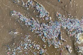 Microplastics on Rossall beach. Environment campaign group LOVEmyBEACH have been made aware of the pollution appearing on shores across the Fylde coast, which can severely harm marine wildlife. Photo: Christine Taylor