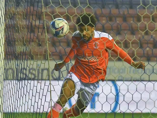 Ellis Simms scored two of Blackpool's five goals on his first league appearance