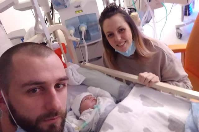 Parents Carl Wood and Amber Nuttall have started a fundraiser