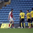 Fleetwood's Charlie Mulgrew heads for an early bath at Oxford