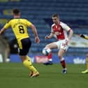 Jordan Rossiter on the ball at Oxford on Saturday