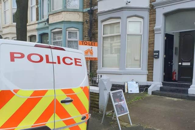 A 25-year-old man has been arrested on suspicion of drugs and money laundering offences after police raided a home in Bright Street, Blackpool on Friday, January 29. Pic: Lancashire Police